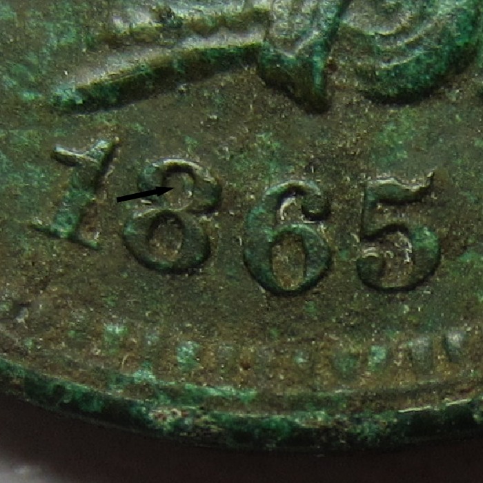 1865-Indian-Head-Cent-Fancy-5---Die-Break-And-Doubling